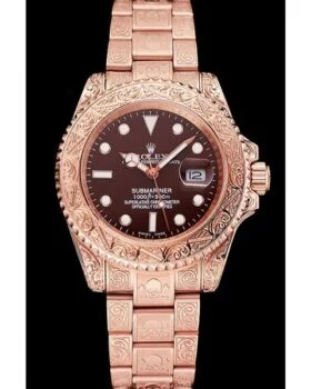 Fake Rolex Submariner Skull Limited Edition Brown Dial Rose Gold Case And Bracelet 1454087