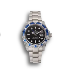 Super Clone Rolex GMT Master II Black Dial Stone Set Bezel Stainless Steel Case And Bracelet 1453747