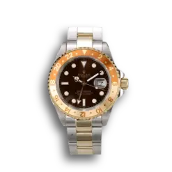 Rolex GMT Master II Gold Colored Ceramic Bezel Brown Dial Watch