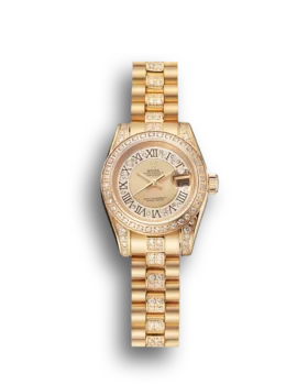 Replica Rolex DayJust Diamond Pave Gold Dial Gold Diamond Bracelet 1453953