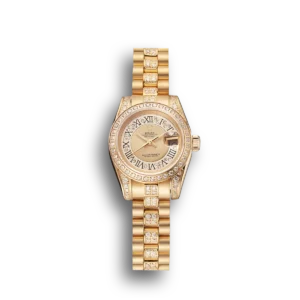 Super Clone Rolex DayJust Diamond Pave Gold Dial Gold Diamond Bracelet 1453953
