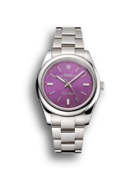 Replica Rolex Oyster Perpetual Red Grape Dial Stainless Steel Case And Bracelet