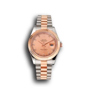 Rolex Datejust Rose Gold Dial And Bezel Stainless Steel Case Two Tone Bracelet