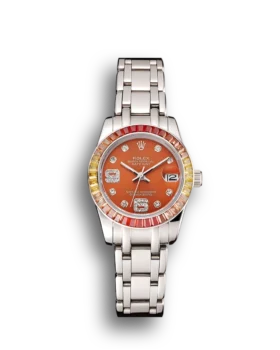 Replica Rolex Datejust Pearlmaster 39 Cognac Dial Stainless Steel Case And Bracelet