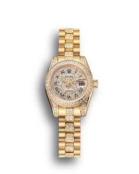 Replica Rolex DayJust Diamond Pave Dial Gold Diamond Bracelet 1453955
