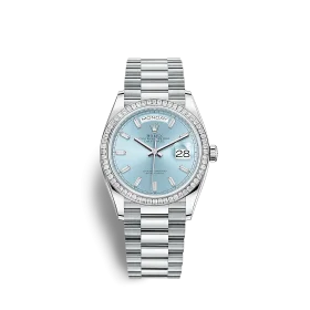 Fake Rolex Day-Date 128396TBR 36mm Ice blue set with diamonds