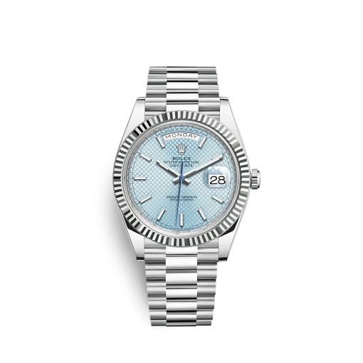 Fake Rolex Day-Date 228236 40mm Ice blue, diagonal motif