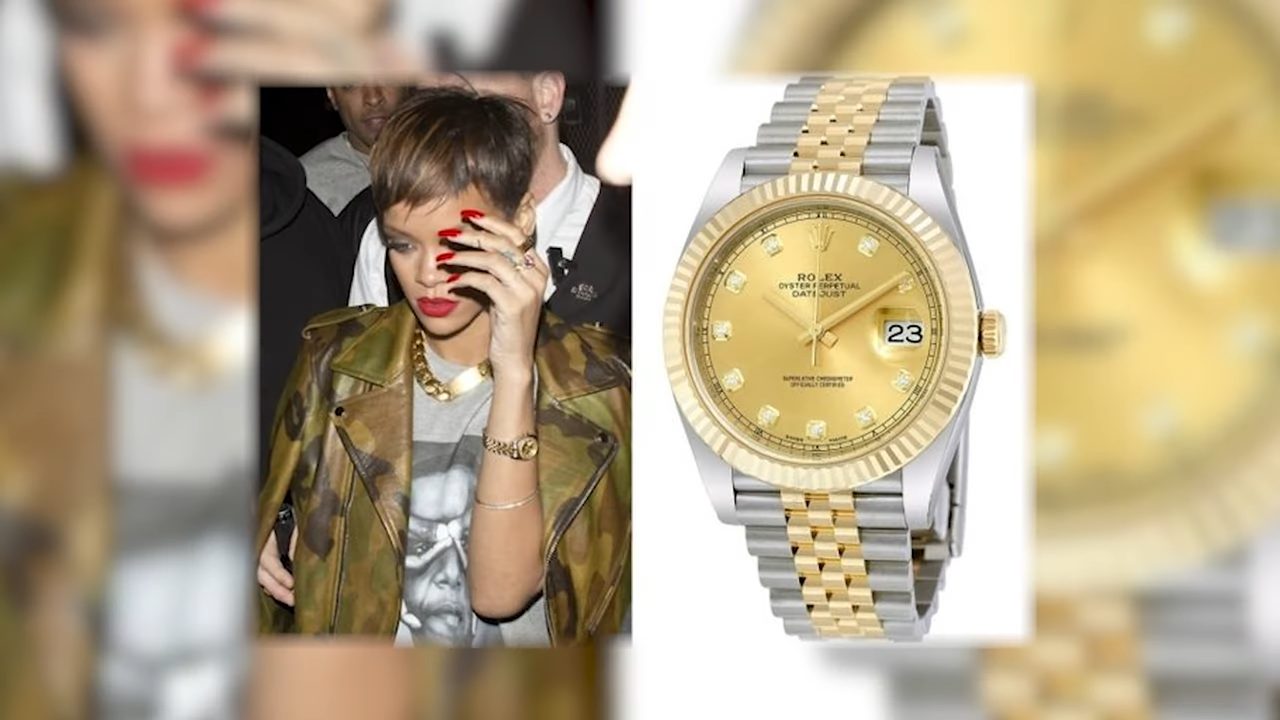 Rihana wearing a Rolex Datejust