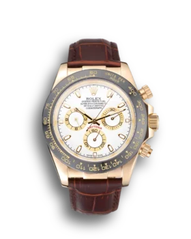 Replica Rolex Cosmograph Daytona Gold Case White Dial Brown Leather Bracelet  622633