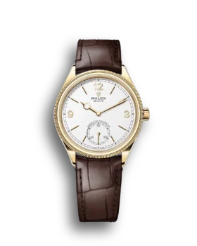 Replica Rolex 1908: 39 mm, yellow gold with an alligator leather strap, m52508-0006