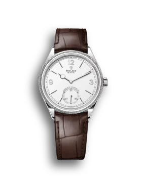 Replica Rolex 1908: 39 mm, white gold with an alligator leather strap, m52509-0006