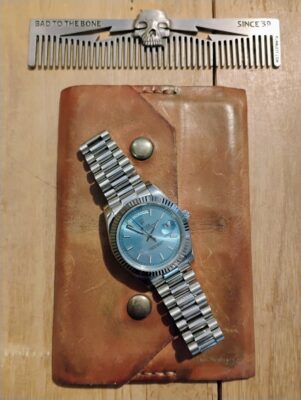 Click to view full screen Rolex Day-Date: 40 mm, platinum, ice-blue dial, fluted bezel, President bracelet, m228236-0018 photo review