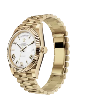 Alternative view of Rolex Day-Date: 40mm yellow gold with a white dial, fluted bezel and a President bracelet, m228238-0042