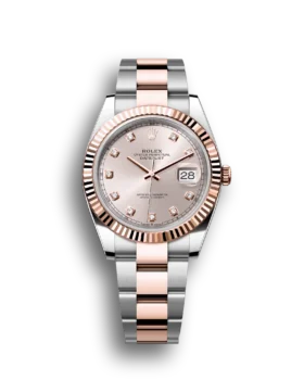 Replica Rolex Datejust: 41 mm, Oystersteel and Everose gold, sundust diamond-set dial, Oyster bracelet, m126331-0007