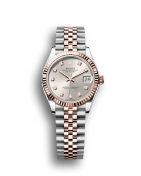 Replica Rolex Datejust: 31 mm, Oystersteel and Everose gold, silver, diamond-set dial, Jubilee bracelet, m278271-0016