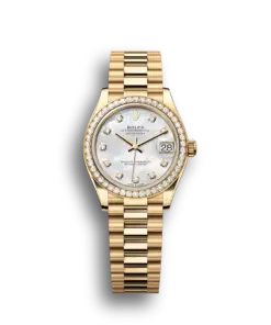 Rolex Datejust: 31 mm, Yellow gold, white mother-of-pearl, diamond-set dial, President bracelet, m278288rbr-0006