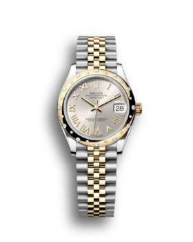 Replica Rolex Datejust: 31 mm, Oystersteel and yellow gold, silver, diamond-set dial, Jubilee bracelet, m278343rbr-0004