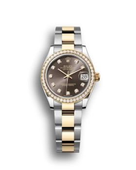 Replica Rolex Datejust: 31 mm, Oystersteel and yellow gold, dark grey, diamond-set dial, Oyster bracelet, m278383rbr-0021