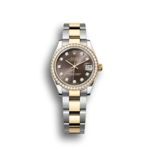 Super Clone Rolex Datejust: 31 mm, Oystersteel and yellow gold, dark grey, diamond-set dial, Oyster bracelet, m278383rbr-0021