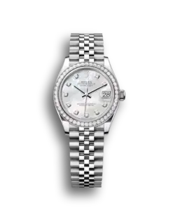 Rolex Datejust: 31 mm, Oystersteel and white gold, white mother-of-pearl, diamond-set dial, Jubilee bracelet, m278384rbr-0008