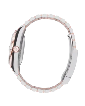 Fake Rolex Datejust: 36 mm, Everose gold, white mother-of-pearl, diamond-set dial, Jubilee bracelet, m126281rbr-0009