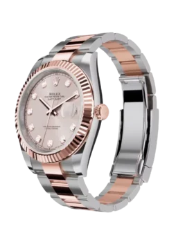 Fake Rolex Datejust: 41 mm, Oystersteel and Everose gold, sundust diamond-set dial, Oyster bracelet, m126331-0007