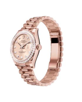 Fake Rolex Datejust: 31 mm, Everose gold, rosé colour, diamond-set dial, President bracelet, m278285rbr-0025