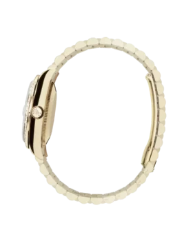 Fake Rolex Datejust: 31 mm, Yellow gold, white mother-of-pearl, diamond-set dial, President bracelet, m278288rbr-0006