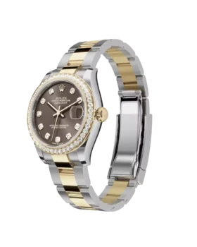 Fake Rolex Datejust: 31 mm, Oystersteel and yellow gold, dark grey, diamond-set dial, Oyster bracelet, m278383rbr-0021