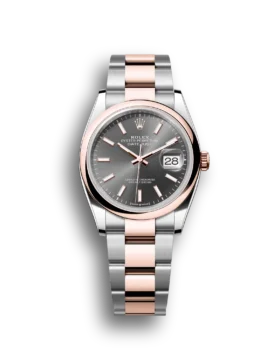 Replica Rolex Datejust: 36 mm, Oystersteel and Everose gold, slate dial, Oyster bracelet, m126201-0014