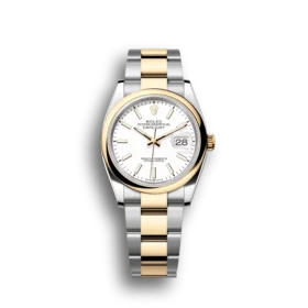 Super Clone Rolex Datejust: 36 mm, Oystersteel and yellow gold, white dial, Oyster bracelet, m126203-0020