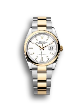 Replica Rolex Datejust: 36 mm, Oystersteel and yellow gold, white dial, Oyster bracelet, m126203-0020