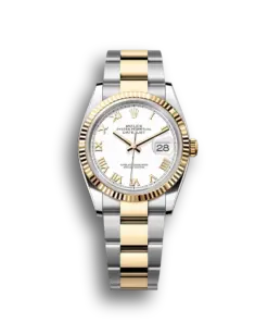Rolex Datejust: 36 mm, Oystersteel and yellow gold, white dial, Oyster bracelet, m126233-0030