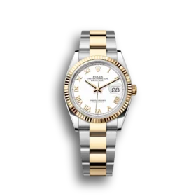Super Clone Rolex Datejust: 36 mm, Oystersteel and yellow gold, white dial, Oyster bracelet, m126233-0030