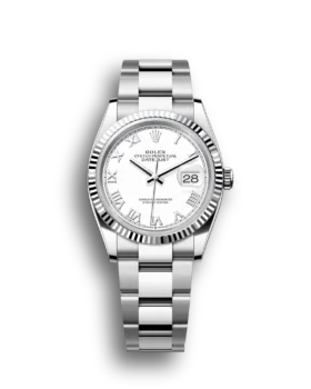 Replica Rolex Datejust: 36 mm, Oystersteel and white gold, white dial, Oyster bracelet, m126234-0026