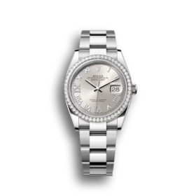 Super Clone Rolex Datejust: 31 mm, Oystersteel and white gold, silver, diamond-set dial, Oyster bracelet, m126284rbr-0022