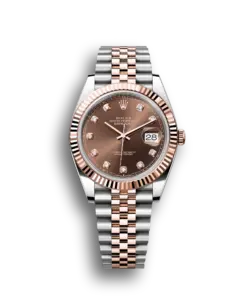 Rolex Datejust: 41 mm, Oystersteel and Everose gold, chocolate, diamond-set dial, Jubilee bracelet, m126331-0004