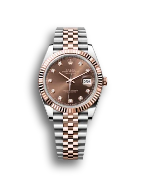 Replica Rolex Datejust: 41 mm, Oystersteel and Everose gold, chocolate, diamond-set dial, Jubilee bracelet, m126331-0004
