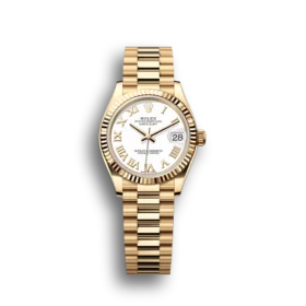 Super Clone Rolex Datejust: 31 mm, Yellow gold, white dial, President bracelet, m278278-0020