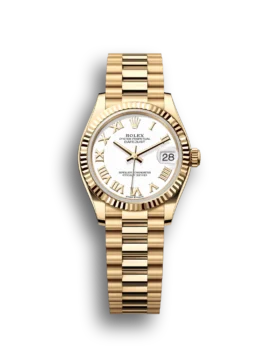 Replica Rolex Datejust: 31 mm, Yellow gold, white dial, President bracelet, m278278-0020