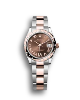 Replica Rolex Datejust: 31 mm, Oystersteel and Everose gold, chocolate, diamond-set dial, Oyster bracelet, m278341rbr-0003