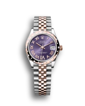 Replica Rolex Datejust: 31 mm, Oystersteel and Everose gold, aubergine, diamond-set dial, Jubilee bracelet, m278341rbr-0020