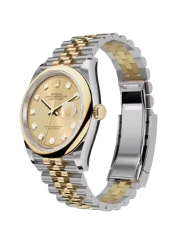 Fake Rolex Datejust: 36 mm, Oystersteel and yellow gold, champagne colour, diamond-set dial, Jubilee bracelet, m126203-0017