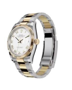 Fake Rolex Datejust: 36 mm, Oystersteel and yellow gold, white dial, Oyster bracelet, m126233-0030