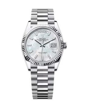 Replica Rolex Day-Date White Mother-of-Pearl Diamond Dial 128236-0021 36 mm