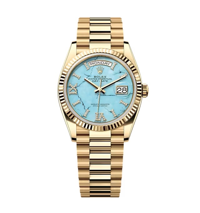 Super Clone Rolex Day-Date Turquoise Diamond Dial 128238-0071 36 mm - Best Place to Buy Replica Rolex Watches | Perfect Rolex