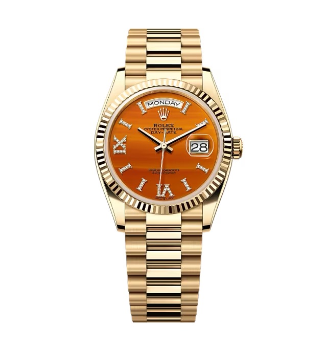Super Clone Rolex Day-Date Carnelian Diamond Dial 128238-0088 36 mm - Best Place to Buy Replica Rolex Watches | Perfect Rolex