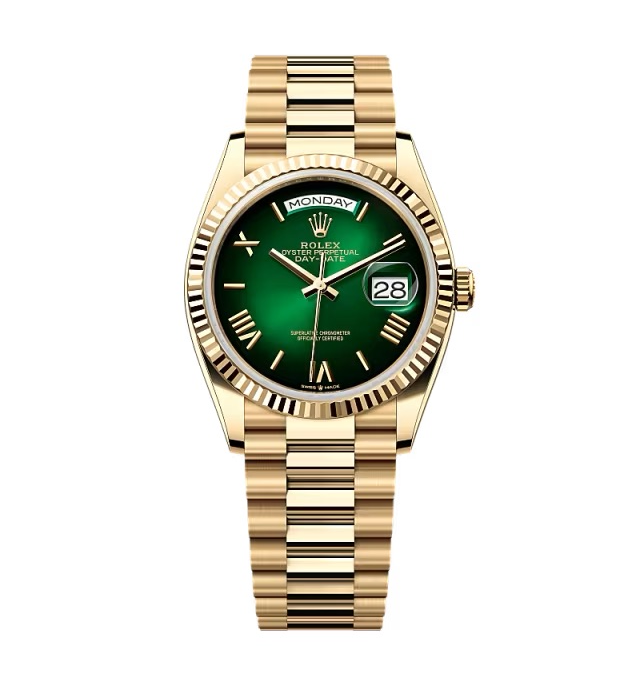 Super Clone Rolex Day-Date Green Ombré Dial 128238-0118 36 mm - Best Place to Buy Replica Rolex Watches | Perfect Rolex