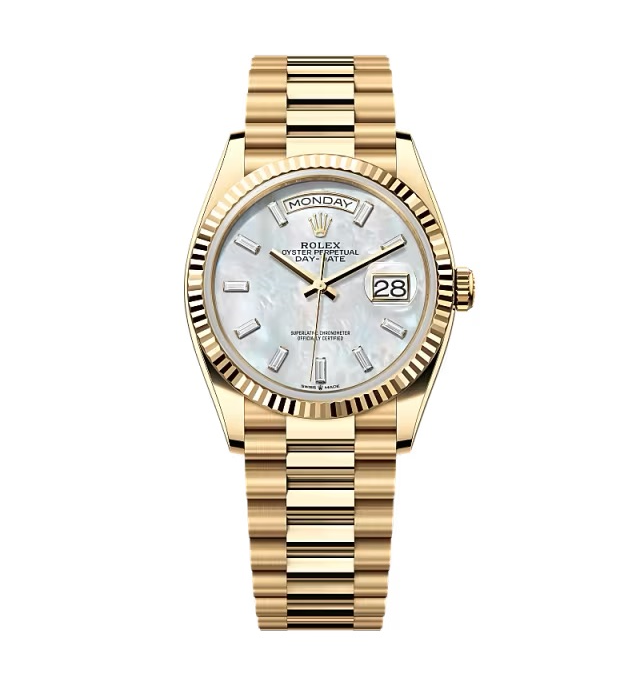 Super Clone Rolex Day-Date White Mother-of-Pearl Diamond Dial 128238-0123 36 mm - Best Place to Buy Replica Rolex Watches | Perfect Rolex