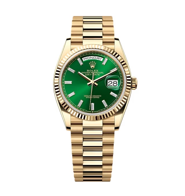 Super Clone Rolex Day-Date Bright Green Diamond Dial 128238-0130 36 mm - Best Place to Buy Replica Rolex Watches | Perfect Rolex